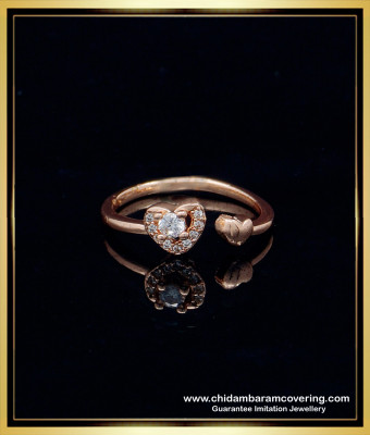 RNG181 - Attractive White Stone Heart Design Rose Gold Cute Ring for Teenage Girl 