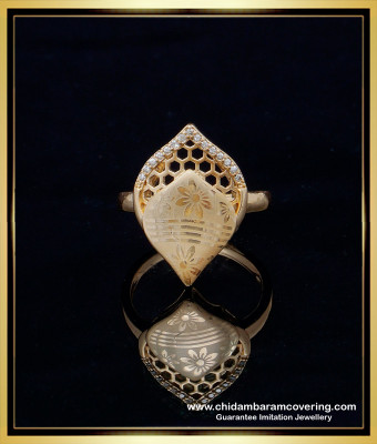 RNG186 - Latest Party Wear White Stone Rose Gold Ring Imitation Jewellery 