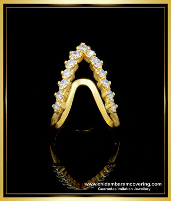 RNG196 - Traditional South Indian Vangi Ring Impon White Stone Vangi Mothiram