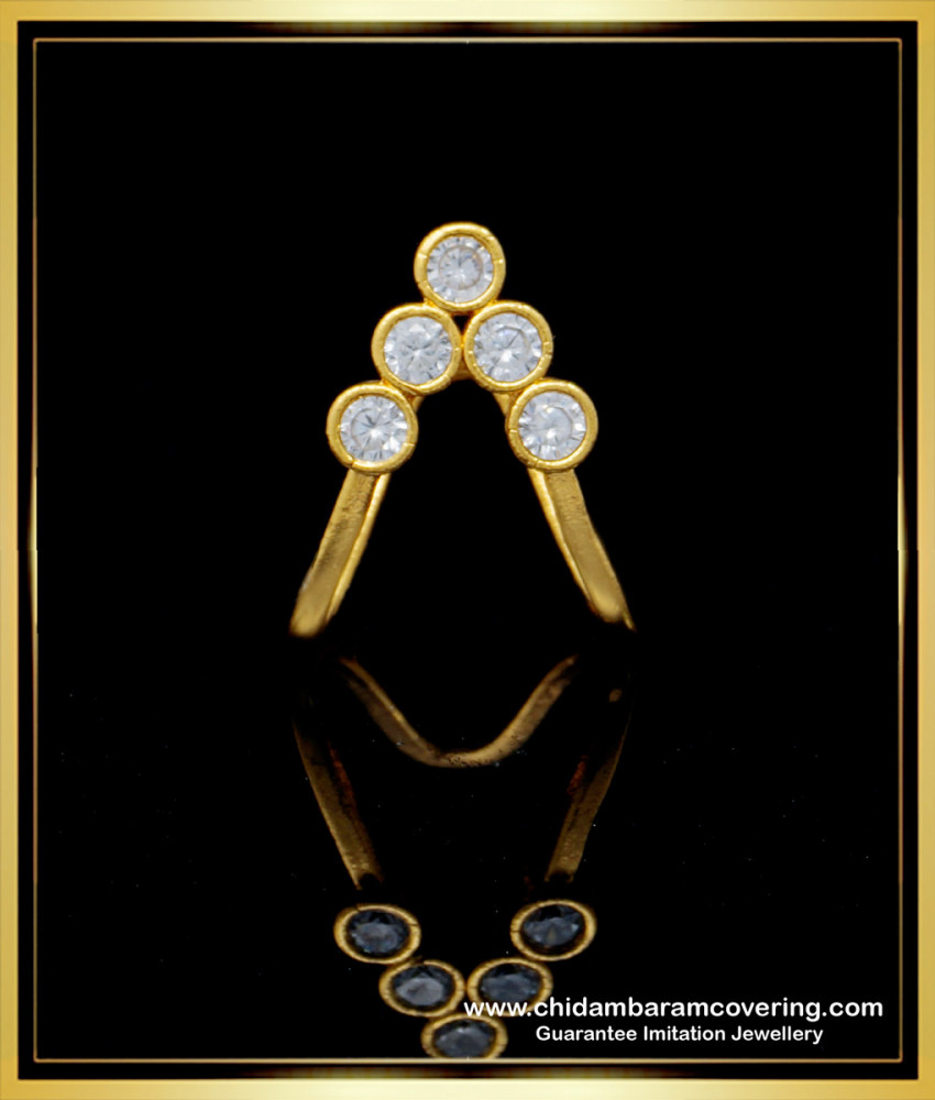 RNG197 - Elegant Impon First Quality White Stone Vangi Ring South Indian Jewellery Online