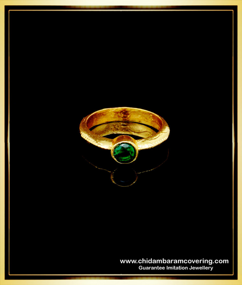 RNG243 - Five Metal Emerald Single Stone Ladies Daily Wear Impon Finger Ring Online