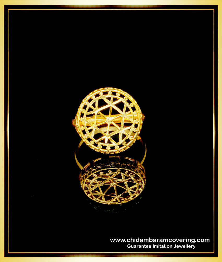 RNG257 - Modern Light Weight Round Shape Adjustable Gold Finger Rings Designs for Women 