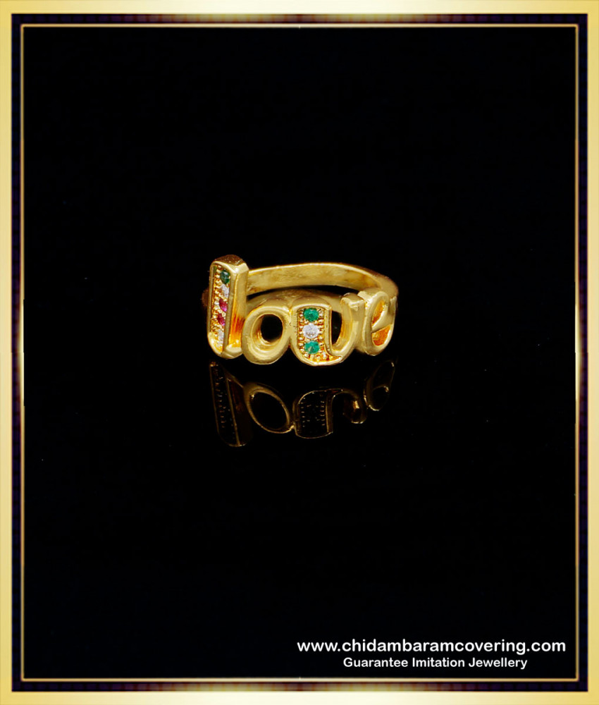 RNG274 - Original Impon Ad Stone Stylish Simple Gold Ring Design for Girls