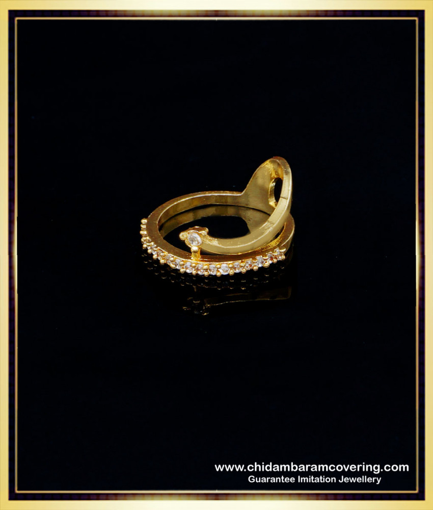 RNG276 - Original Impon Unique White Stone Peacock Design Ring for Girls 