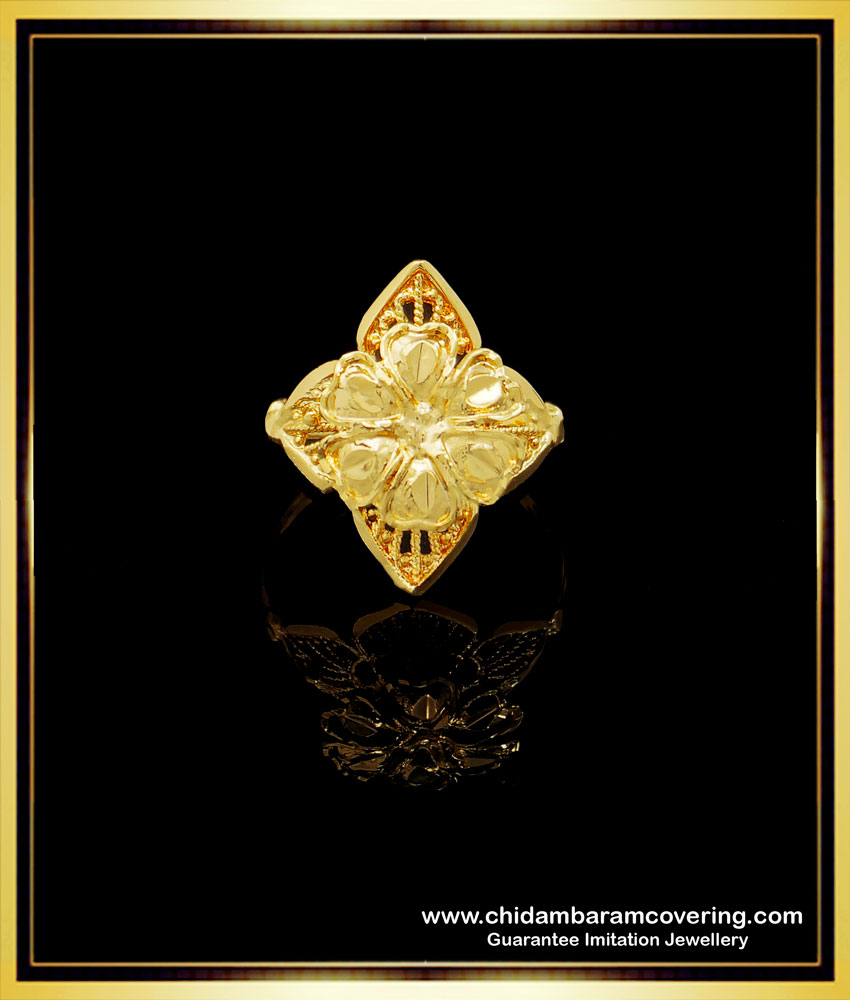 RNG283 - 1 Gram Gold Plated Flower Design Finger Rings for Women  