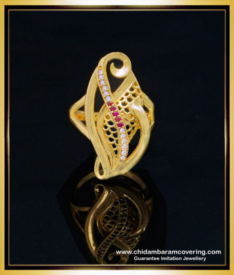 RNG291 - Gold Plated Gold Finger Ring Design with Stone for Wedding 