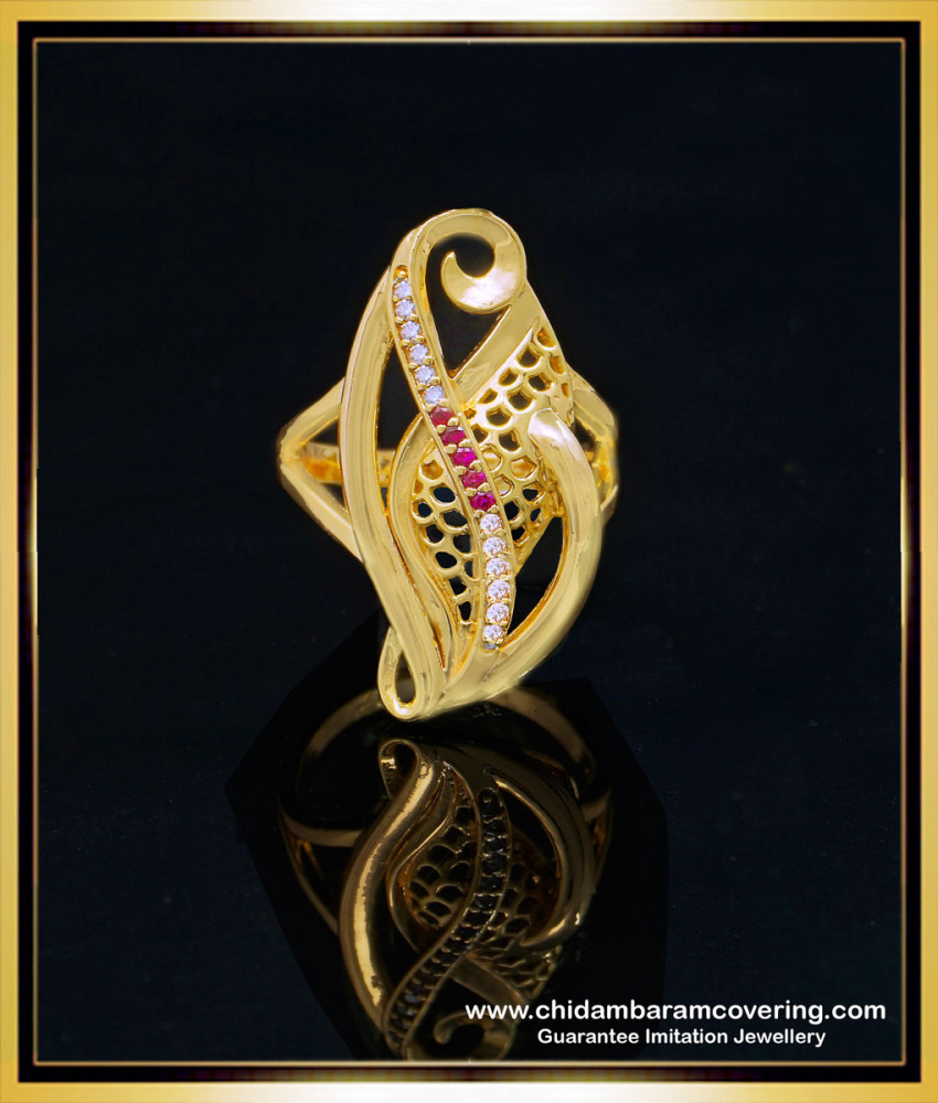 RNG291 - Gold Plated Gold Finger Ring Design with Stone for Wedding 