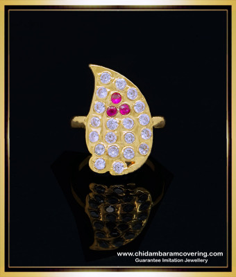 RNG292 - Traditional Gold Look Impon Stone Finger Ring Design for Female