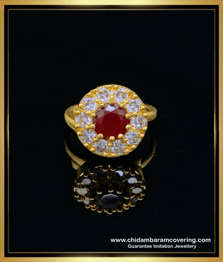 RNG299 - Elegant Ruby Stone Adjustable Finger Ring Design for Female