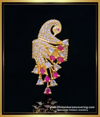 RNG301 - Beautiful American Diamond Peacock Adjustable Finger Ring Design 