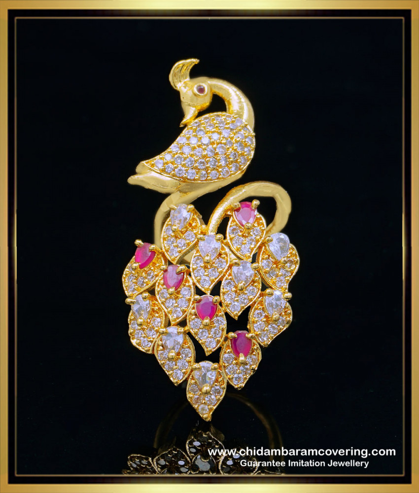 RNG302 - Stylish Party Wear Peacock Design Adjustable Big Size Finger Ring 