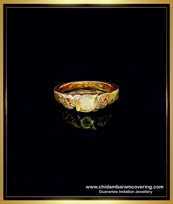 RNG323 - Impon Jewellery Gold Plated Simple Stone Ring for Girls