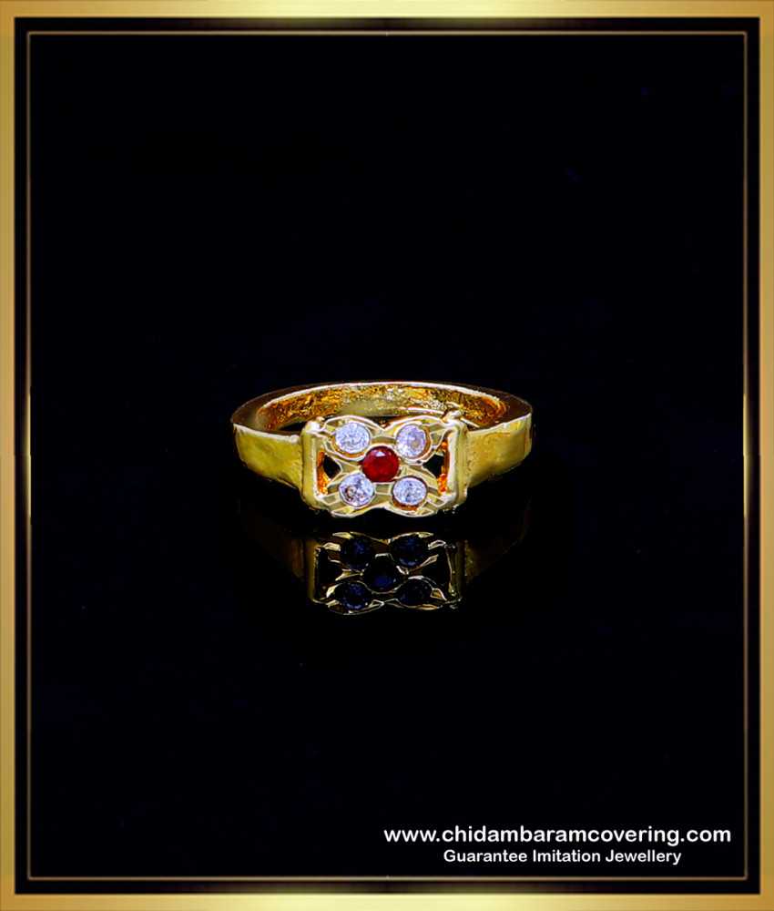RNG358 - Gold Design Impon Cute Stone Ring Design for Female