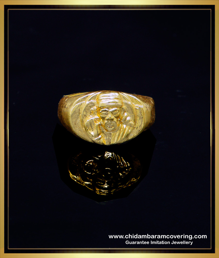 RNG362 - Original Impon Daily Wear Sai Baba Ring Gold for Men