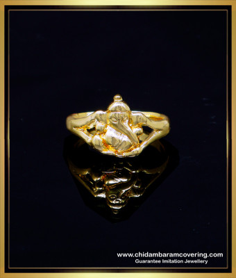 RNG364 - Pure Impon Ganesh Ring Gold Design Buy Online Shopping