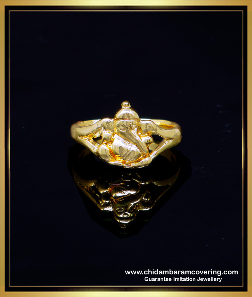 RNG364 - Pure Impon Ganesh Ring Gold Design Buy Online Shopping