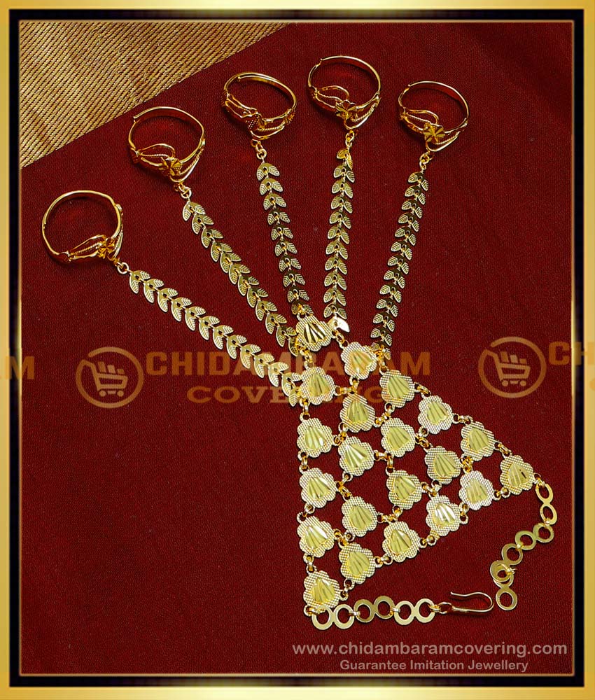 RNG366 - Bridal Jewellery 5 Ring Hand Set Gold Design for Women