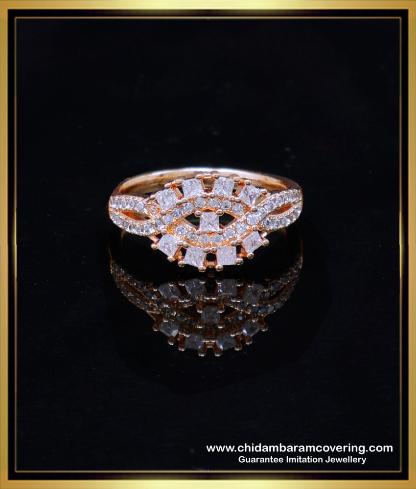 RNG385 - Unique Full White Stone Gold Ring Design for Women
