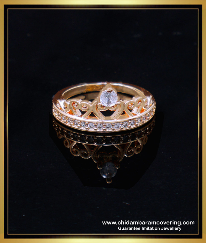 RNG396 - Beautiful Rose Gold Princess Crown Ring Gold Design