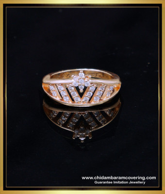 RNG397 - Elegant White Stone Princess Rose Gold Crown Ring Online
