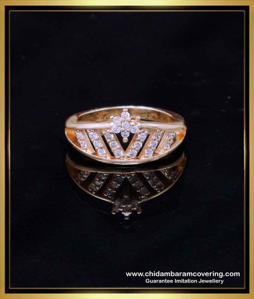 RNG397 - Elegant White Stone Princess Rose Gold Crown Ring Online