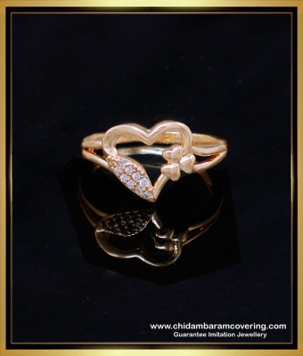 RNG399 - Rose Gold Daily Wear Heart Ring Designs For Girls