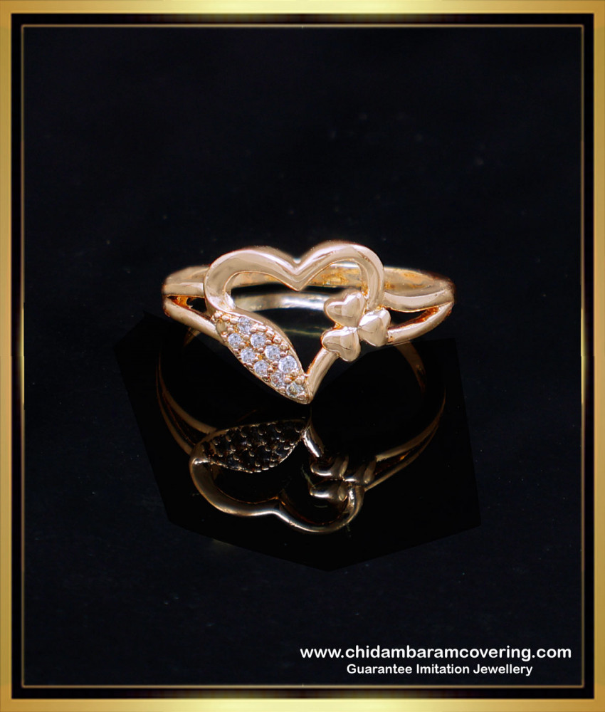 RNG399 - Rose Gold Daily Wear Heart Ring Designs For Girls