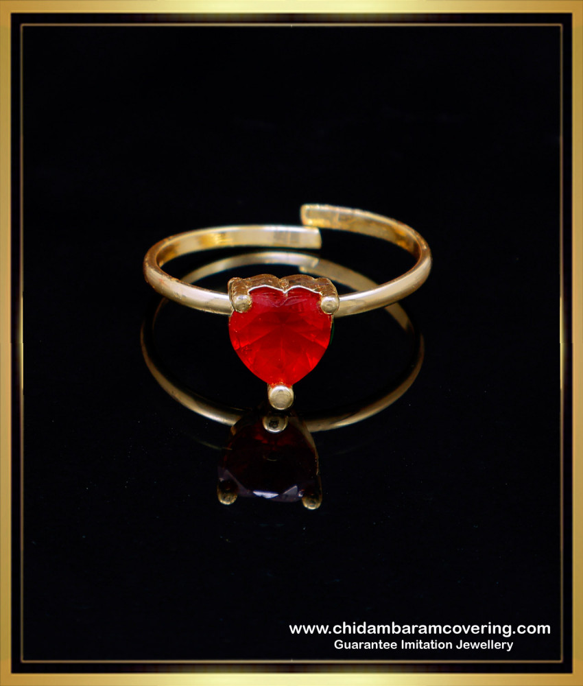 RNG409 - Attractive Red Stone Adjustable Ladies Rings Gold Design