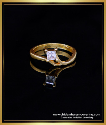 RNG417 - Attractive Impon White Stone Daily Use Ladies Rings Gold