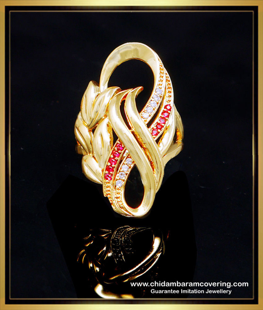 RNG426 - Latest Ad Stone Gold Look Gold Plated Ring for Ladies 