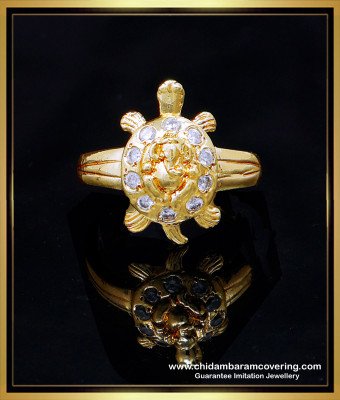 RNG434 - Lucky Charm Impon Panchdhatu Tortoise Gold Ring for Men