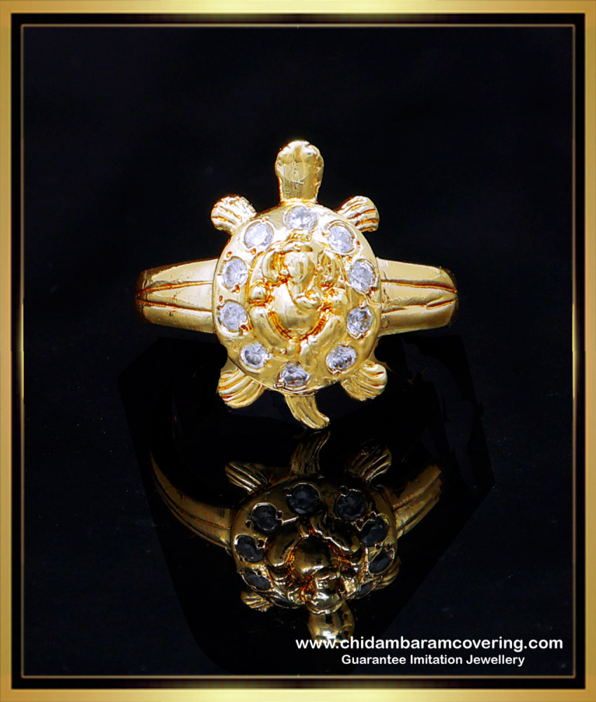 RNG434 - Lucky Charm Impon Panchdhatu Tortoise Gold Ring for Men