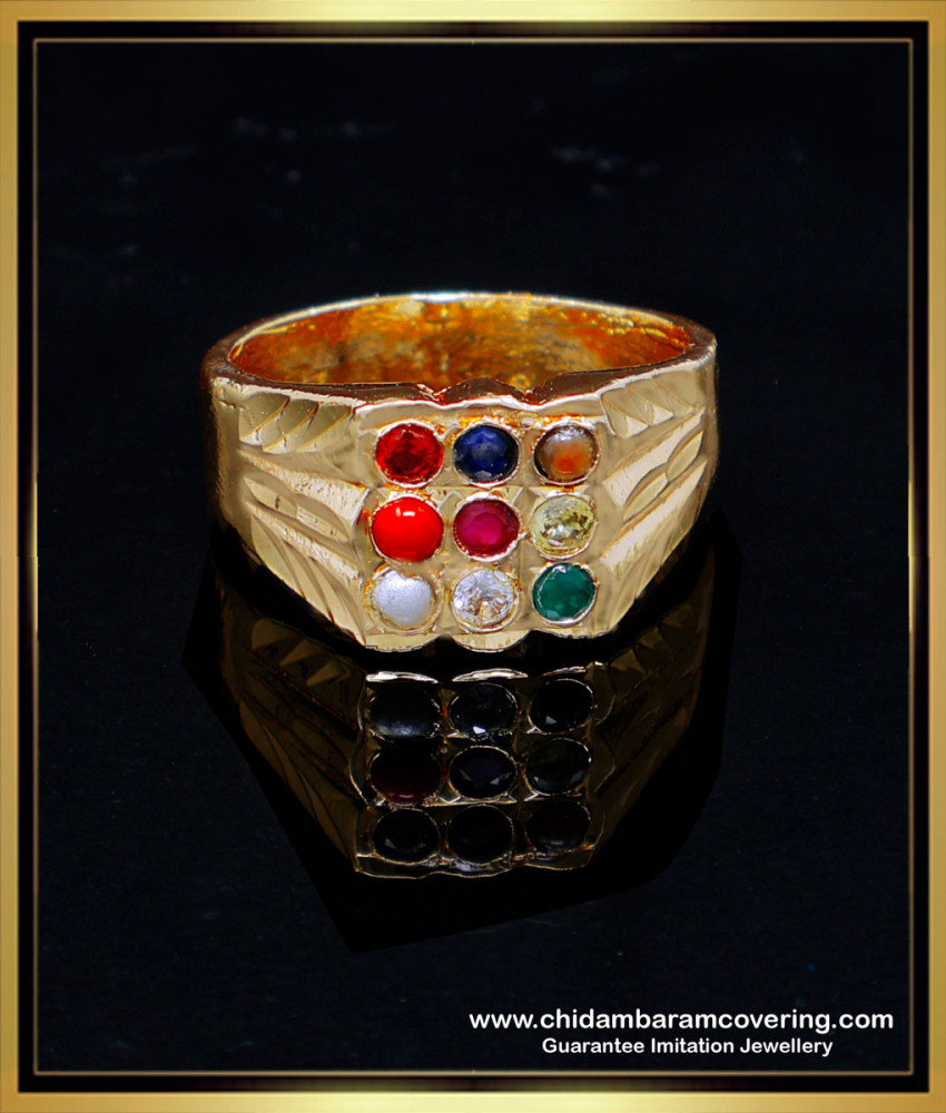 RNG467 - Original Impon Gold Plated Navaratna Ring for Men