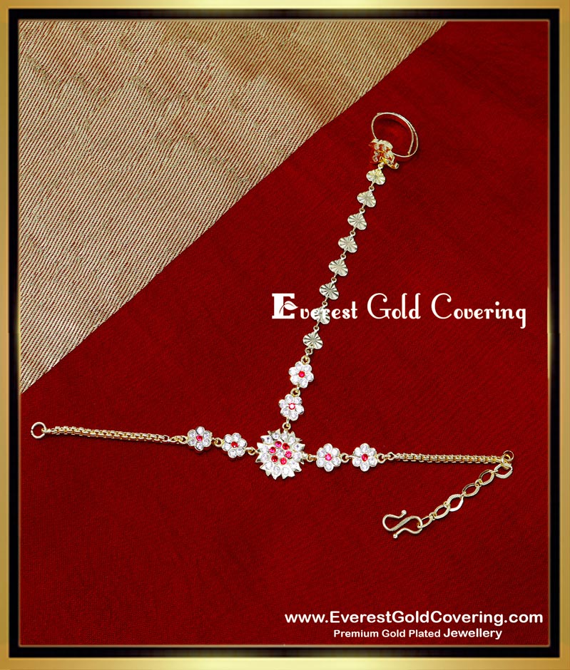 RNG483 - Beautiful Impon Stone Single Bracelet with Finger Ring Set