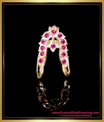RNG488 - South Indian Ruby Stone Vangi Ring Design for Women