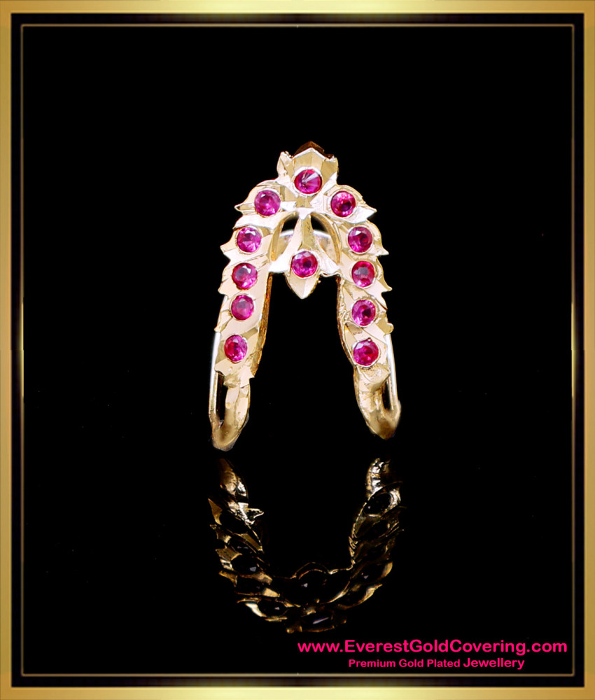 RNG488 - South Indian Ruby Stone Vangi Ring Design for Women