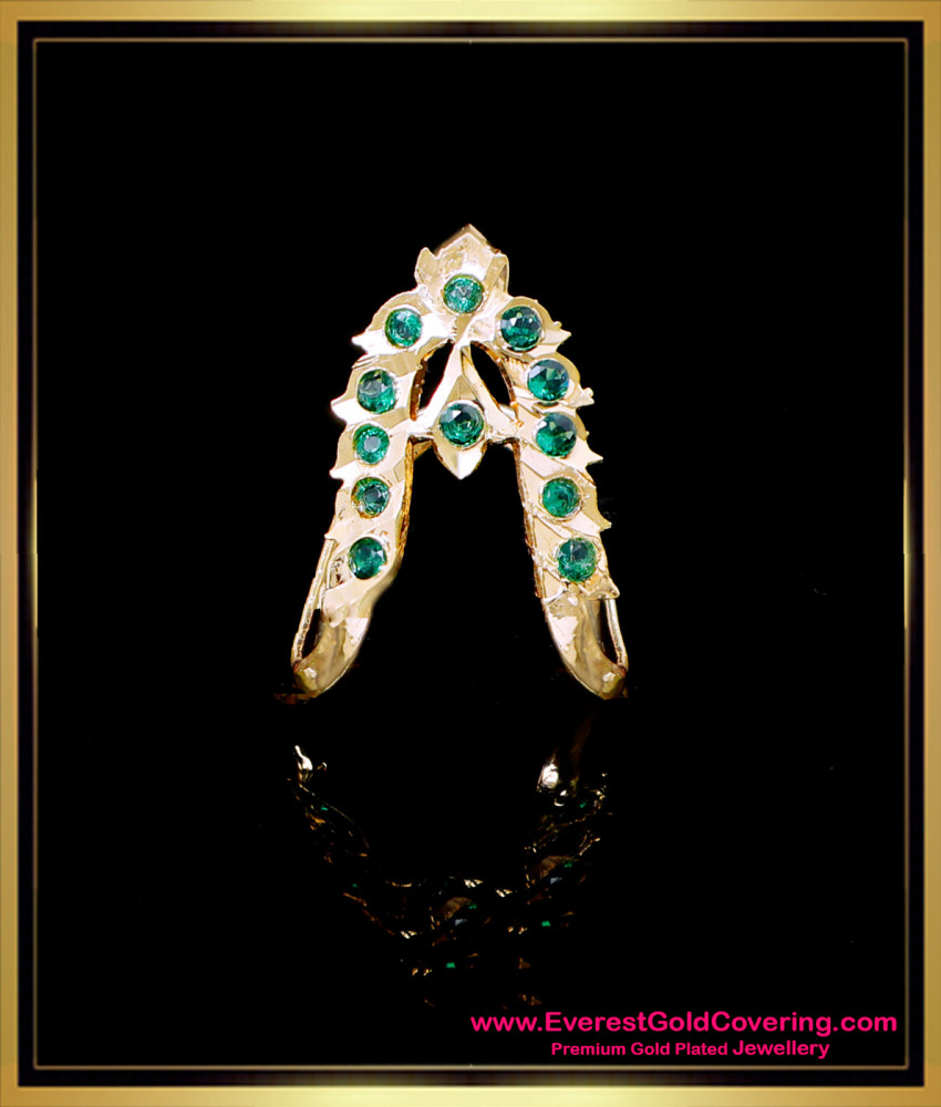 RNG489 - Attractive Emerald Stone Traditional Vanki Ring Designs