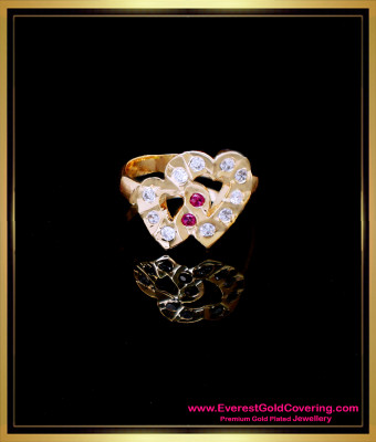 RNG491 - Latest Impon Heart Shape Gold Ring Design for Female