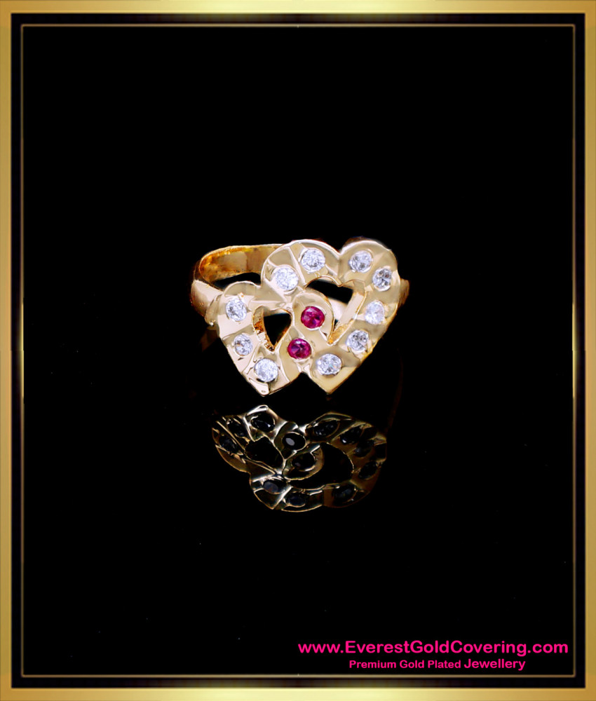 RNG491 - Latest Impon Heart Shape Gold Ring Design for Female