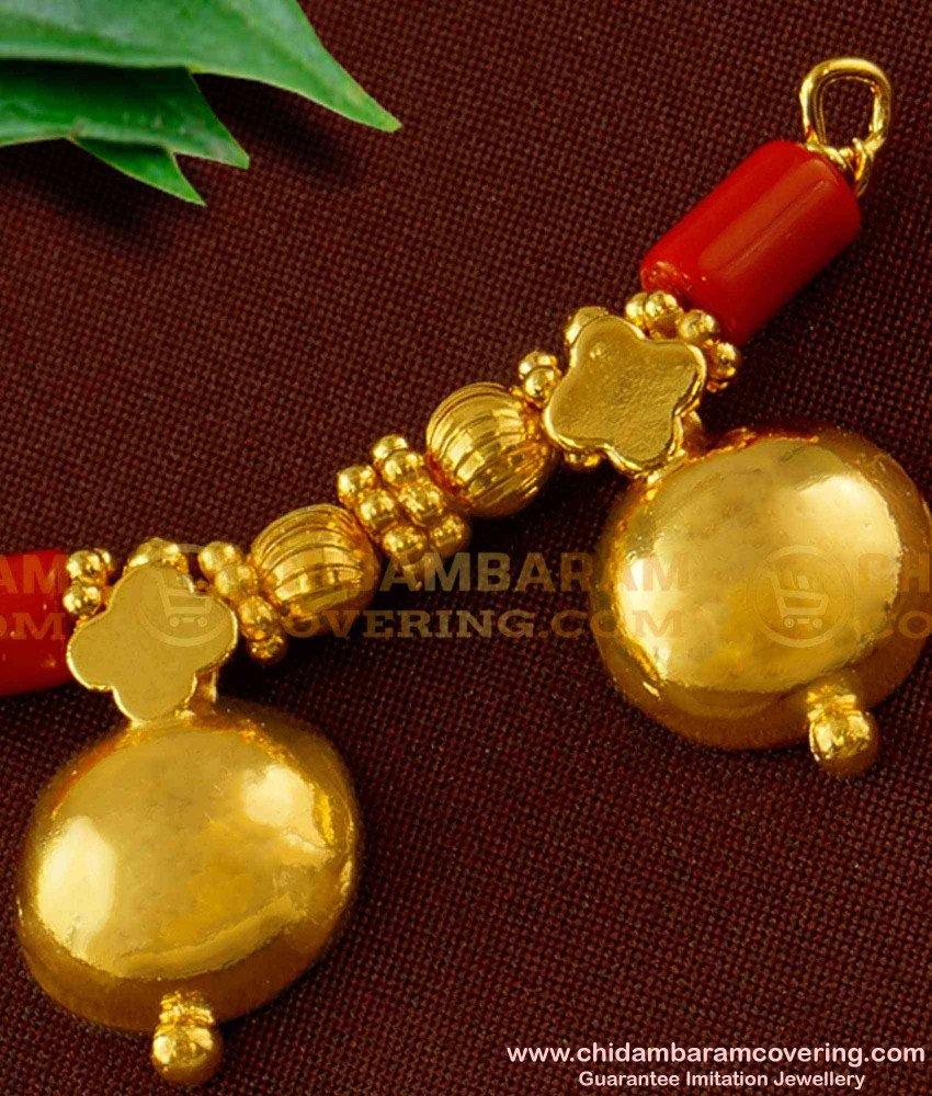 TAL34 - Double Wati With Red Pavla Traditional Mangalsutra For Women Brass Jewellery Online