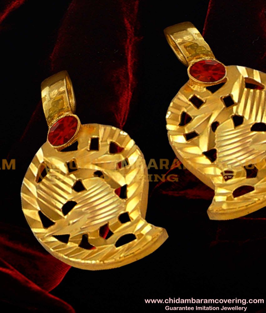 TAL62 – Red Stone Manga Thali Set | 916 Gold Plated Thali Mango Design Buy Online