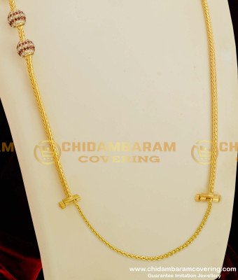 THN27-LG - 30 Inches Long Thali Kodi Mugappu Chain With Stone Balls Designer Screw Chain Online