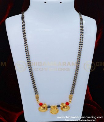 THN49 - Traditional Double Coral with Black Beads and Lakshmi Vatti Traditional Mangalsutra for Kannada Women