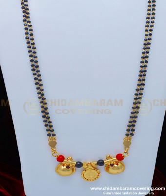 THN49 - Traditional Double Coral with Black Beads and Lakshmi Vatti Traditional Mangalsutra for Kannada Women