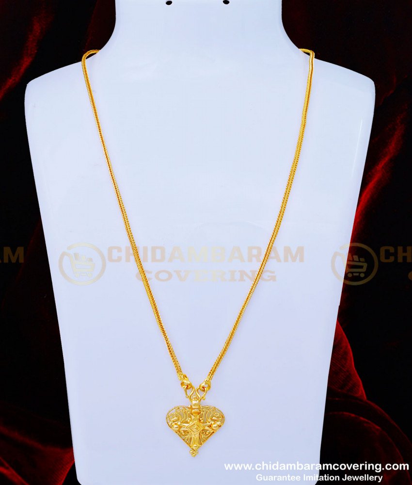 THN54 - 24 Inches Christian Wedding Cross Dollar Mangalyam One Gram Gold Guaranteed Thali Chain 