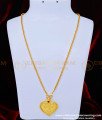 THN57 - 24 Inches Pure Gold Plated Daily Use Christian Ruby Stone Cross Heart Pendant Thali Designs