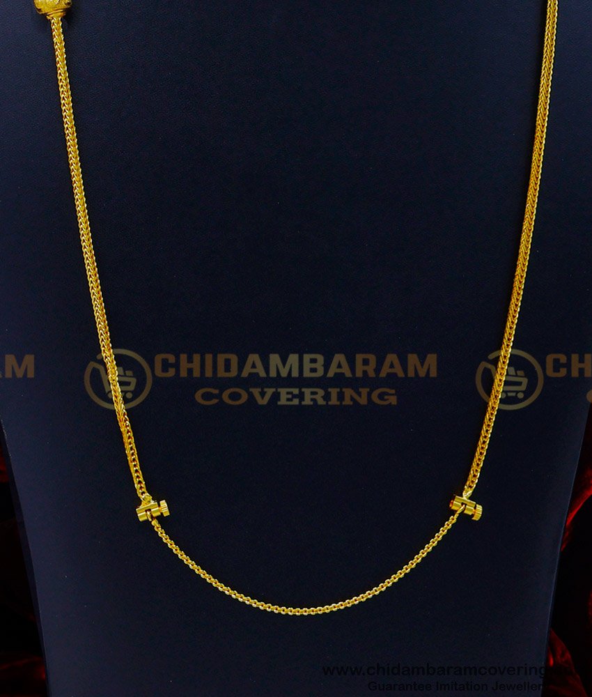 THN67-LG - 30 Inches Gold Plated Daily Use Plain Screw Mugappu Chain Design