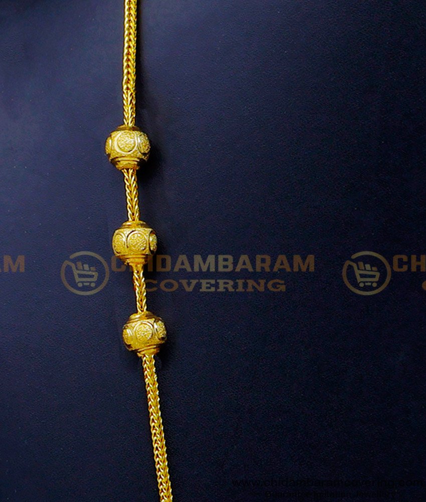 THN67-LG - 30 Inches Gold Plated Daily Use Plain Screw Mugappu Chain Design