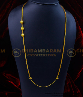 THN69-LG - 30 Inches One Gram Gold Plain Screw Mugappu Chain for Ladies