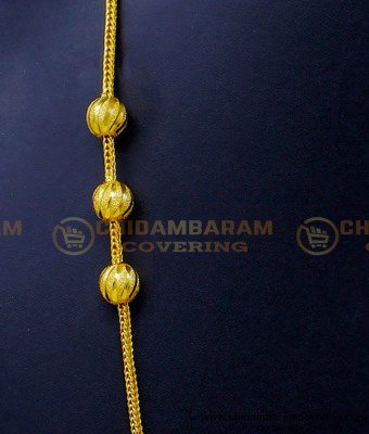 THN69-LG - 30 Inches One Gram Gold Plain Screw Mugappu Chain for Ladies